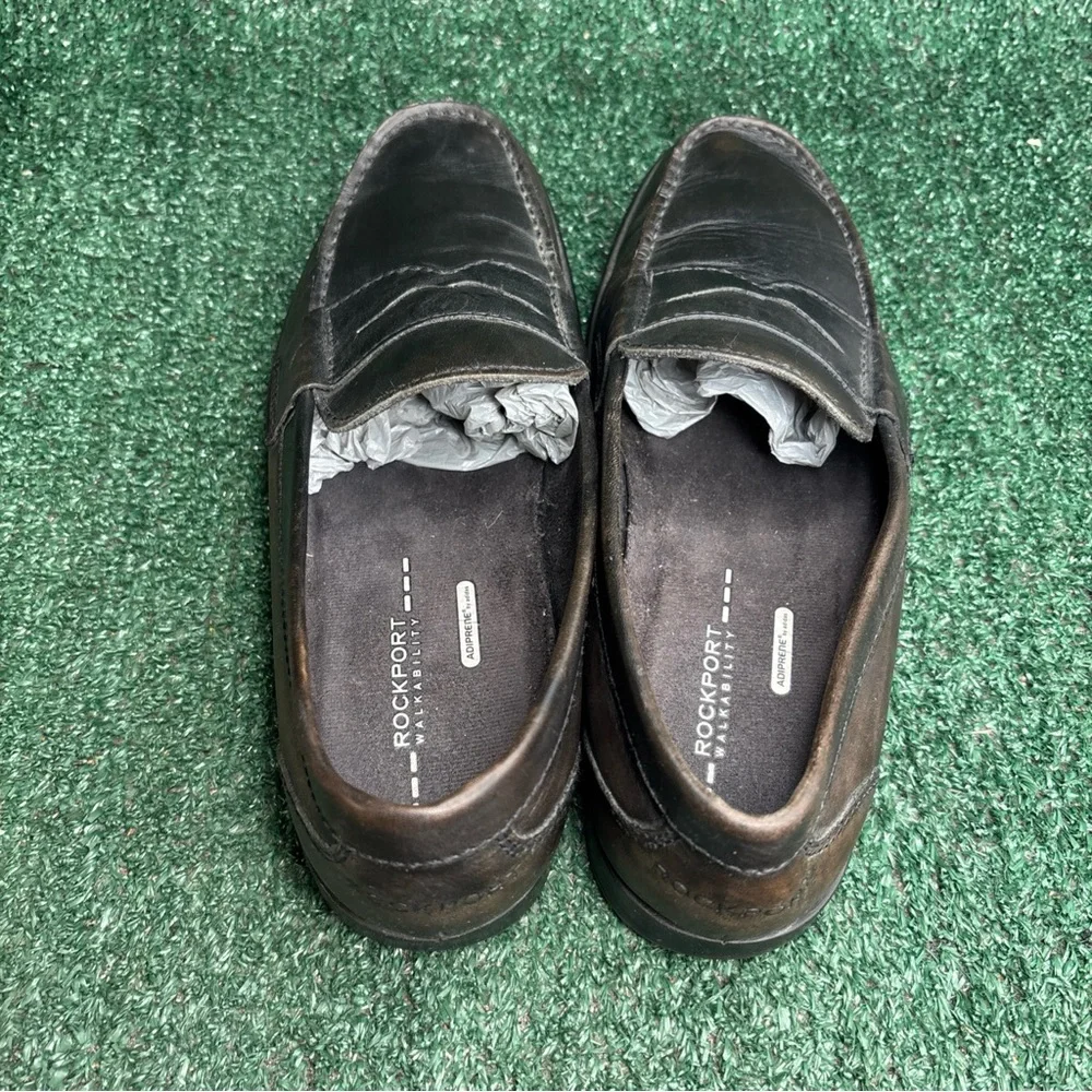 Rockport Shoes Mens 9 M Penny Loafers Brown Leather Casual Moc Toe M76443‎